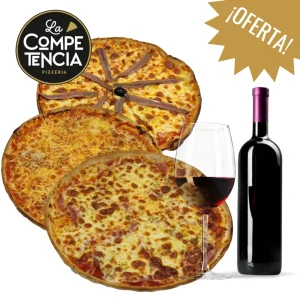 MENU 2 – 3 pizzas + botella de vino